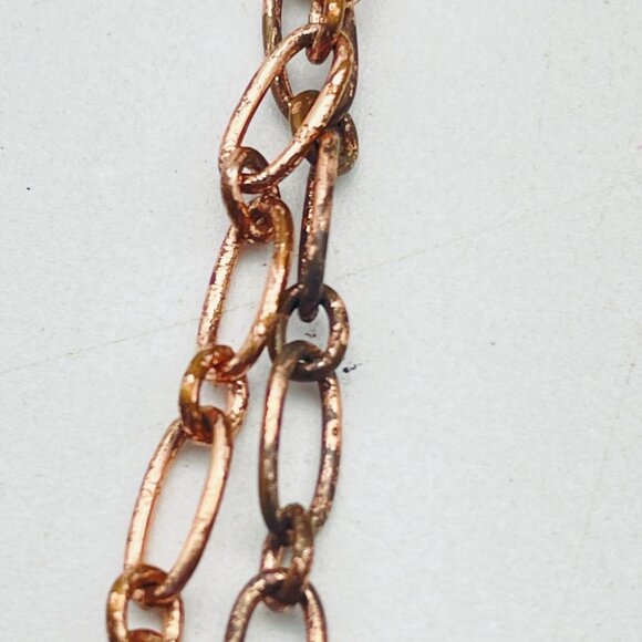 Vintage Copper Enamel Pendant Necklace Geometric Design Art Deco Revival Retro - Picture 7 of 10